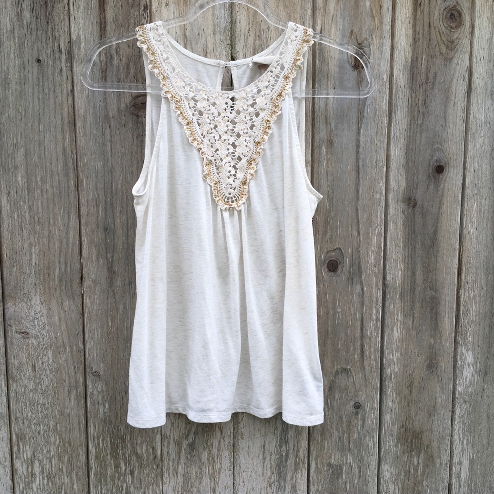 Knox Rose Burnout Glitter Crochet Lace Tank Top Medium